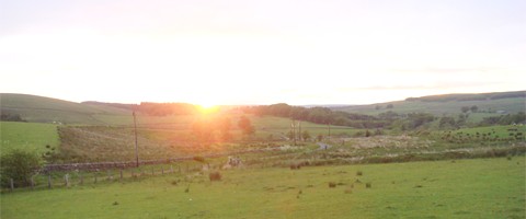 View of the Tarset Valley at Sunset