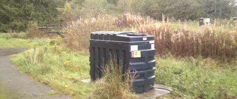 Photograph of a bunded domestic oil fuel tank